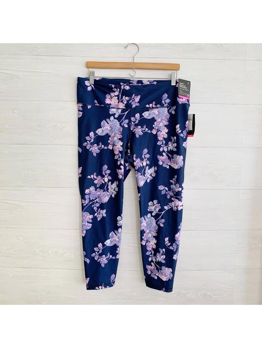 NWT GapFit GFast Blackout Floral 7/8 Leggings XL High Rise Compression
